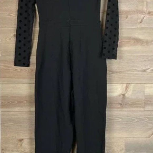 French Connection Lea Mesh Black Polka Dot Jumpsuit Sz 4 - Picture 6 of 10